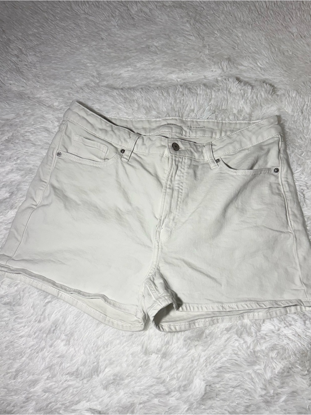 Old Navy White High Rise Denim Shorts Size 14 OG Straight Stretch - Picture 8 of 9